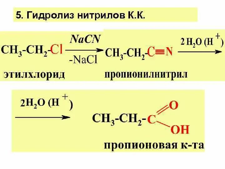 Пропановая кислота получение. Пропионитрил гидролиз. Гидролиз нитрилов карбоновых кислот. Пропаннитрил гидролиз. Гидролиз нитрила пропионовой кислоты.