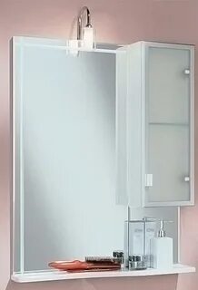 Шкаф полка с зеркалом в ванную