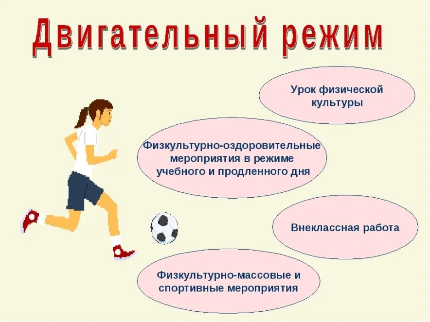 Двигательный режим и его значение реферат. Двигательный режим школьника. презентация по физической культуре. физические упражнения и двигательный режим. физкультурно-оздоровительные мероприятия в режиме учебного дня.