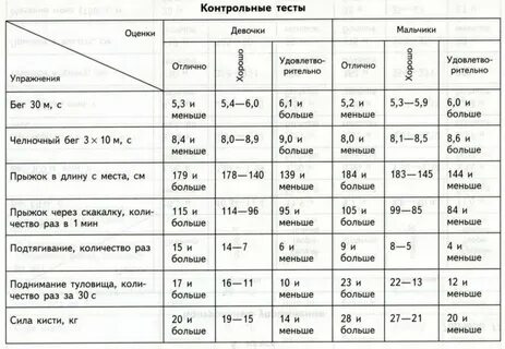 Контрольные упражнения тесты