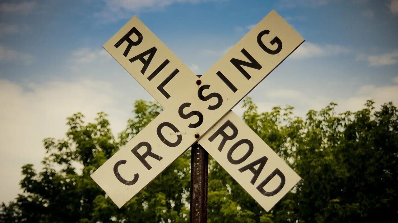 Cross rail. Cross rail. Railroad crossing. Cross rail. Russian railroad crossing.