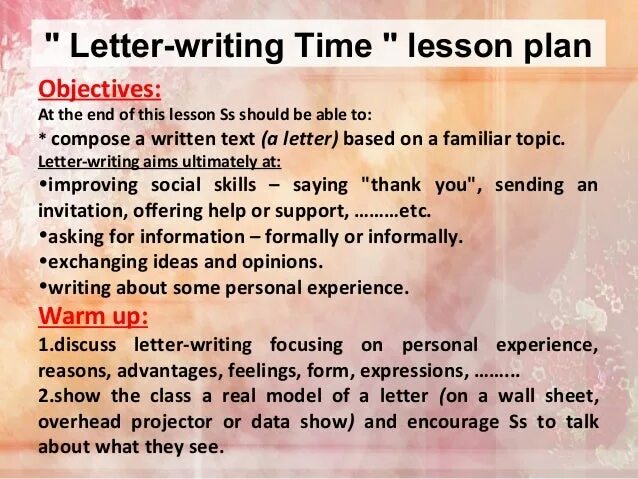 Writing lesson plans. Writing a personal Letter. План Letter. How to write a personal Letter. Write a Letter about English Lessons.