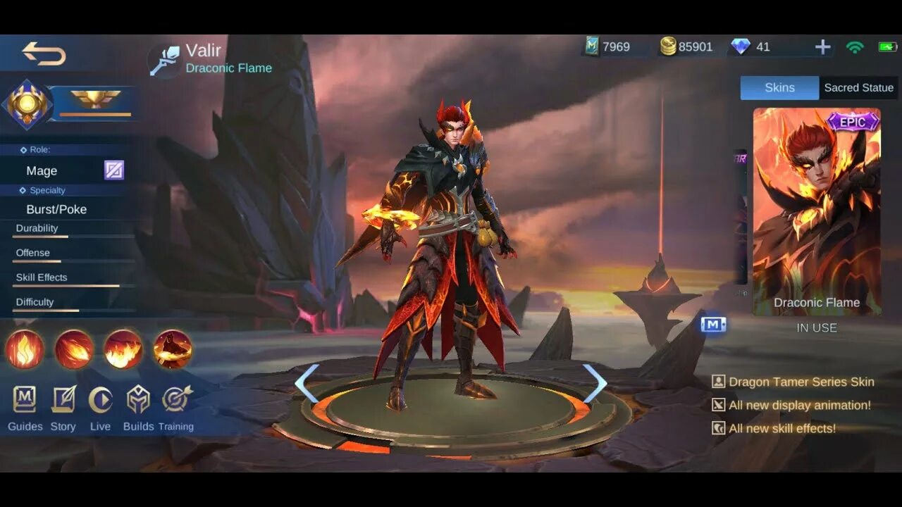 I got the weakest class dragon tamer. Валир mobile Legends. Мобайл легенд Dragon Tamer. Mobile Legends облик пламя дракона. Валир пламя дракона.