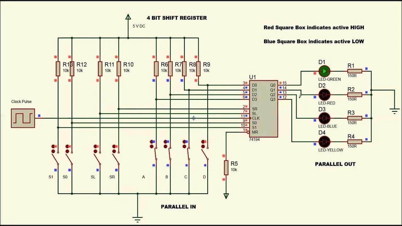 Ашка cnpt shift. 74194 микросхема. shift регистр proteus. shift register схема. четырехразрядный универсальный сдвиговый регистр 74194.