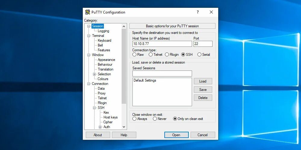 Putty туннель. Putty туннель