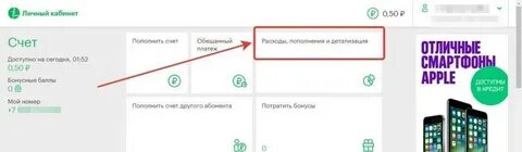 Детализация в приложении мегафон