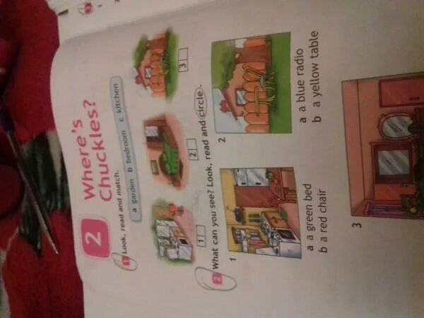 1 look read and match. Look read and match a garden b bedroom c kitchen. look read and match. английский язык. look,. read. and. match..
