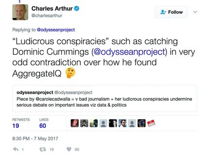 Ludicrous conspiracies' such as catching Dominic Cummings (@odysseanpr...
