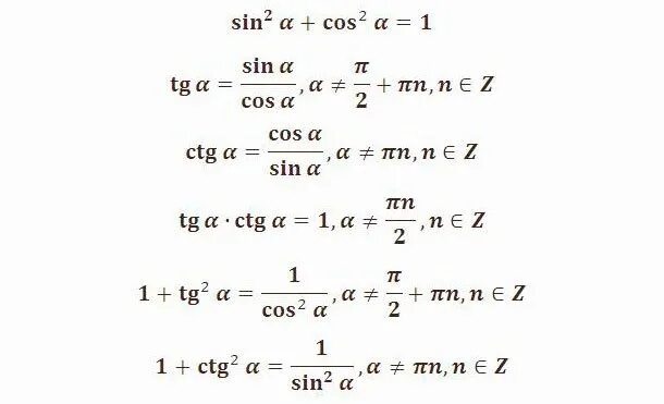 Ctg 1 угол. Формулы тригонометрии 9 класс. Основные формулы тригонометрии 9 класс. Основные тригонометрические формулы 9 класс Алгебра. TG формулы тригонометрии.