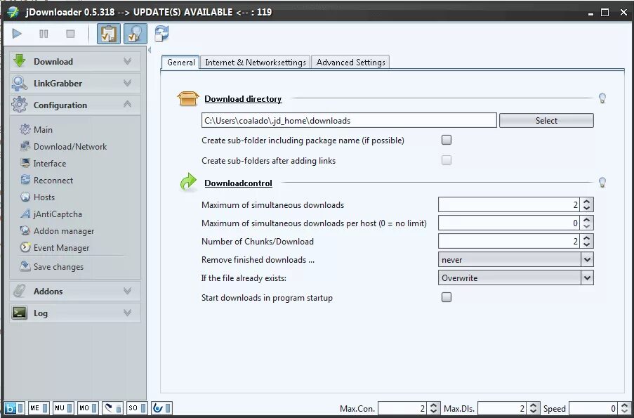 JDOWNLOADER. JDOWNLOADER 2. JDOWNLOADER 2.0. JDOWNLOADER 2 Advanced settings.