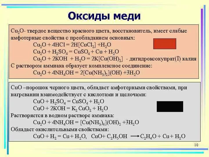 Оксид меди 2 реагенты