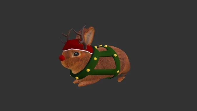 3д модель glb. Glb 3d модели. .glb 3d models. christmas rabbit 3d.