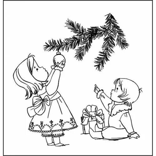 раскраска девочка наряжает елку. мальчик и девочка наряжают елку. новогодняя елка мультяшная. девочка наряжает елку рисунок. дети вокруг елки раскраска.