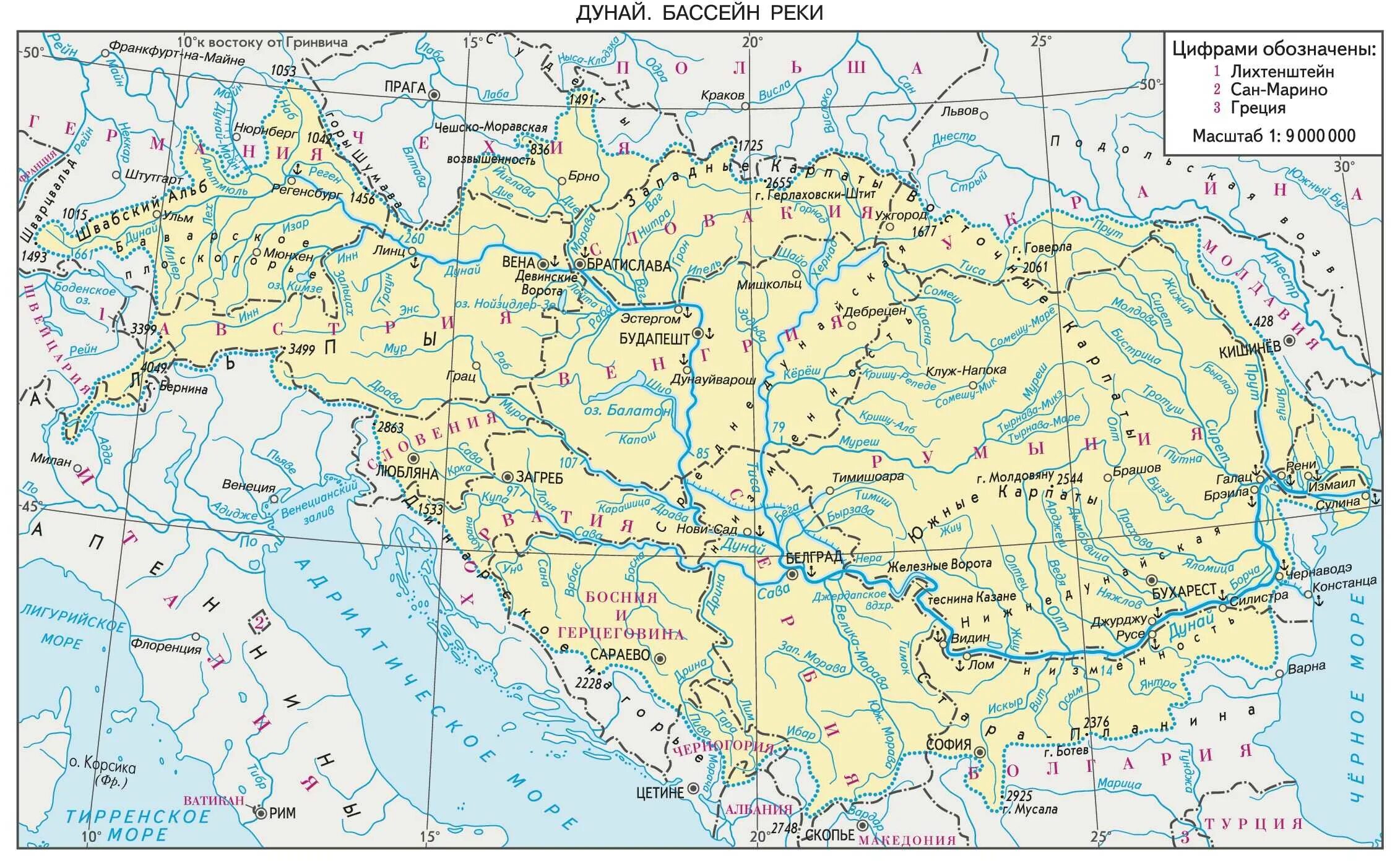Страны через которые протекает дунай. Бассейн реки Дунай на карте. Река Дунай на карте. Бассейн реки Дунай на карте Европы. Река Дунай на карте Европы на русском языке.