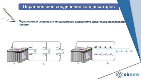 Конденсатор присоединенный к батарее