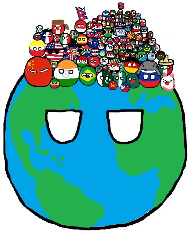 Кантриболз. Страны с круглыми головами. Страны шарики. Страны в виде шаров. Все страны круги