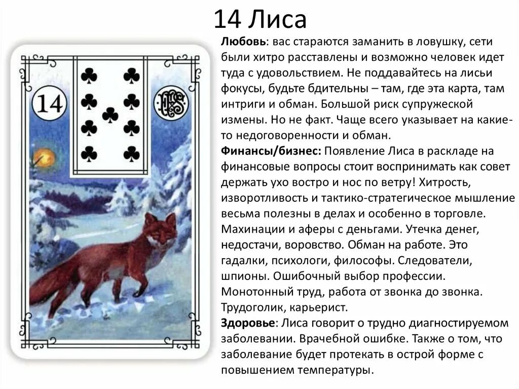 Значение карты лисы