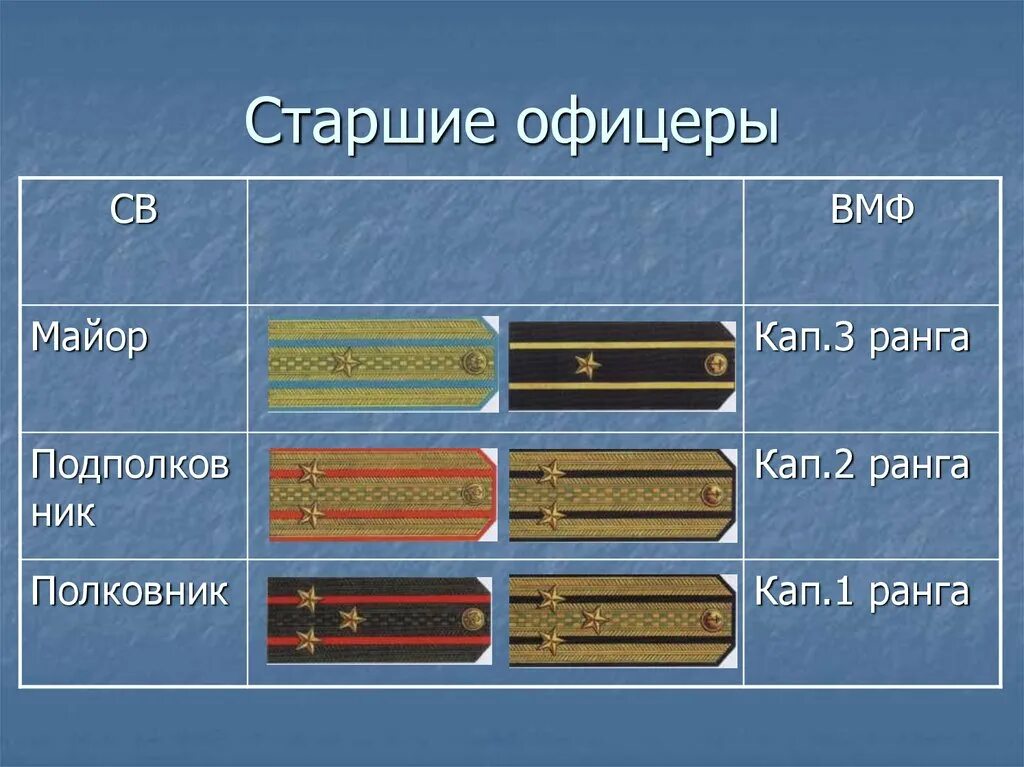 Старшие офицеры в воинских званиях. Погоны старших офицеров Российской армии. Погоны старших офицеров ВМФ. Погоны Старшие офицеры ВМФ.