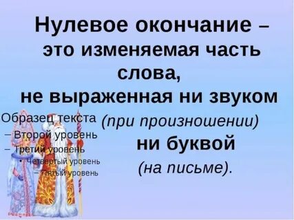 Сколько в тексте слов с нулевым окончанием