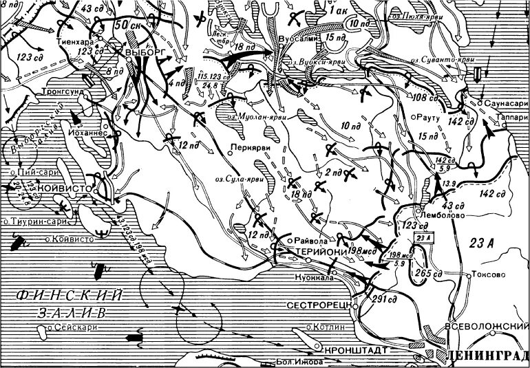 Финляндия прекратила военные действия против ссср. Карта карельского перешейка 1944 года. Наступление финнов на Карельском перешейке 1941 карта.