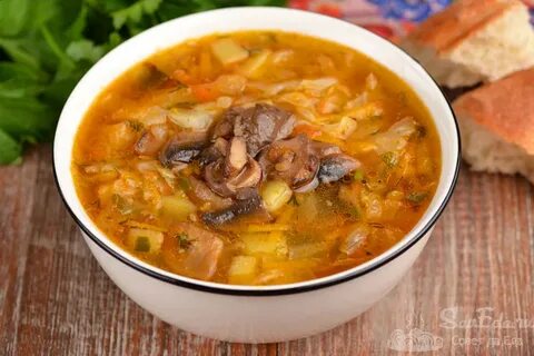Щи с грибами и свежей капустой постные