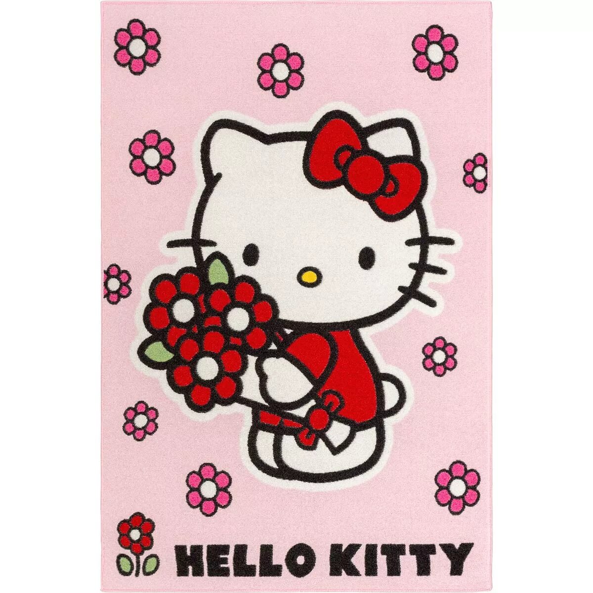 Хеллоу Китти. Хеллоу Китти с цветами. Открытка с Хеллоу Китти. Hello Kitty с цветком.