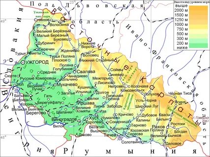 Закарпатье на карте украины с областями
