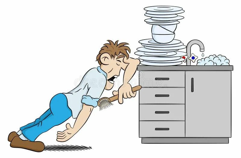 Не хочу мыть посуду. Карикатура мойка посуды. Мужчина моющий посуду. Мытье посуды рисунок. Мойка посуды мультяшная.