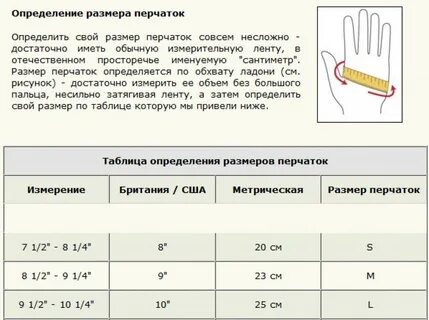 Размер перчаток краги