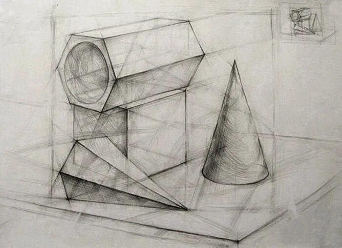 фигуры в перспективе. врезки мархи. натюрморт из геометрических тел (построение, перспектива). рисование геометрических форм. рисование объемных фигур.