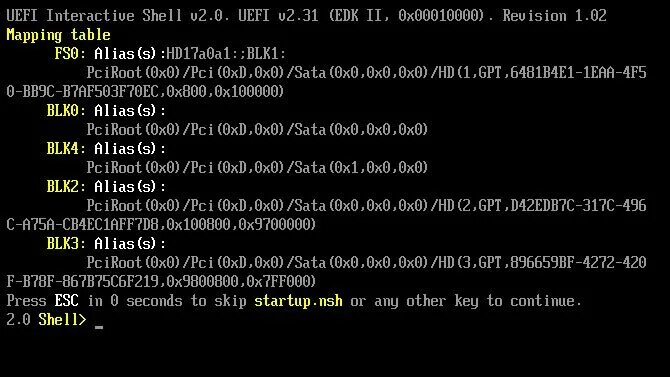 Interactive shell. UEFI interactive Shell. UEFI interactive Shell 2.1 что делать а потом в меню.