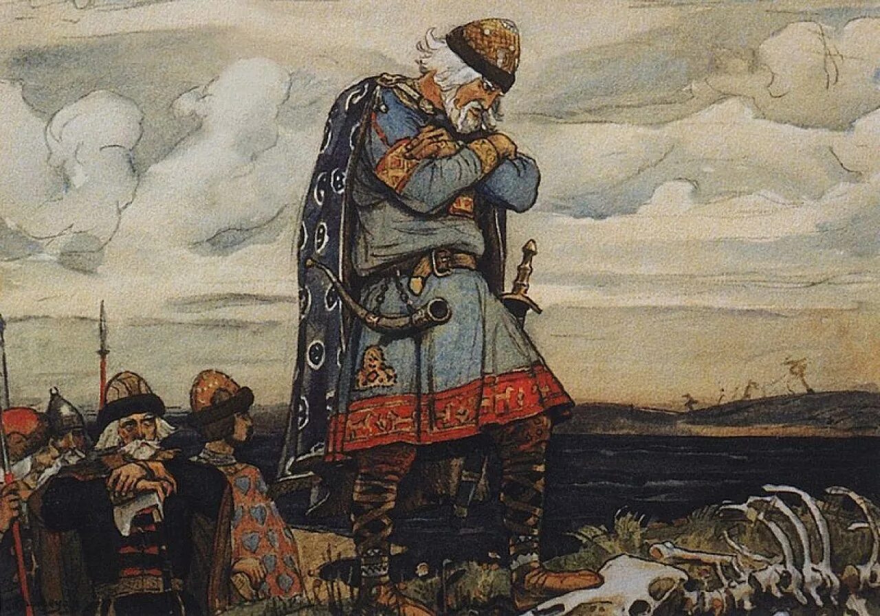 Князь картины. Вещий Олег картина Васнецова. Виктор Васнецов Олег у костей коня. Олег князь Киевский. Князь Олег Вещий.