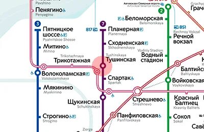 Метро тушинская на карте