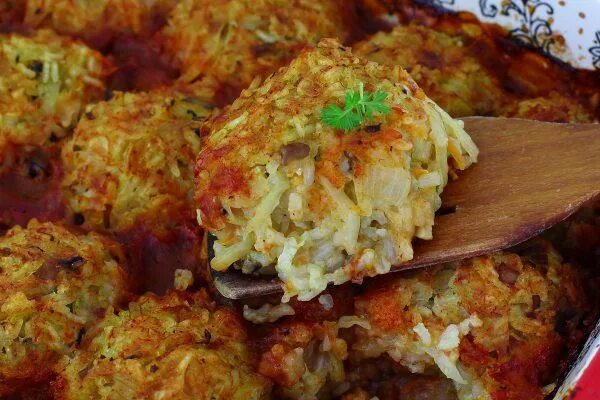 Постные ленивые голубцы с рисом и грибами
