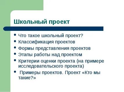 Школьный проект положение