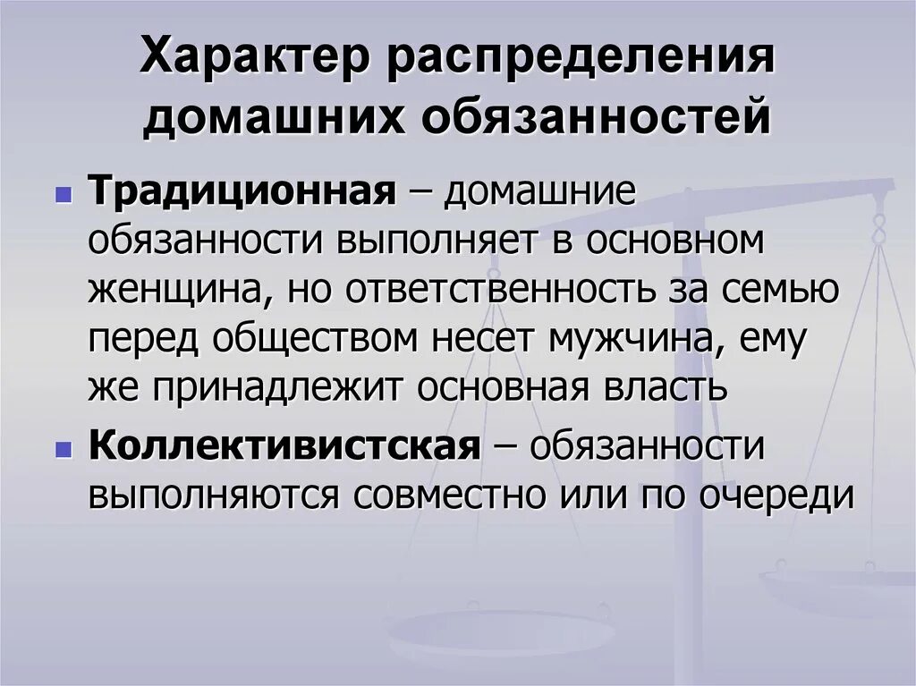 Типы по характеру распределения домашних обязанностей