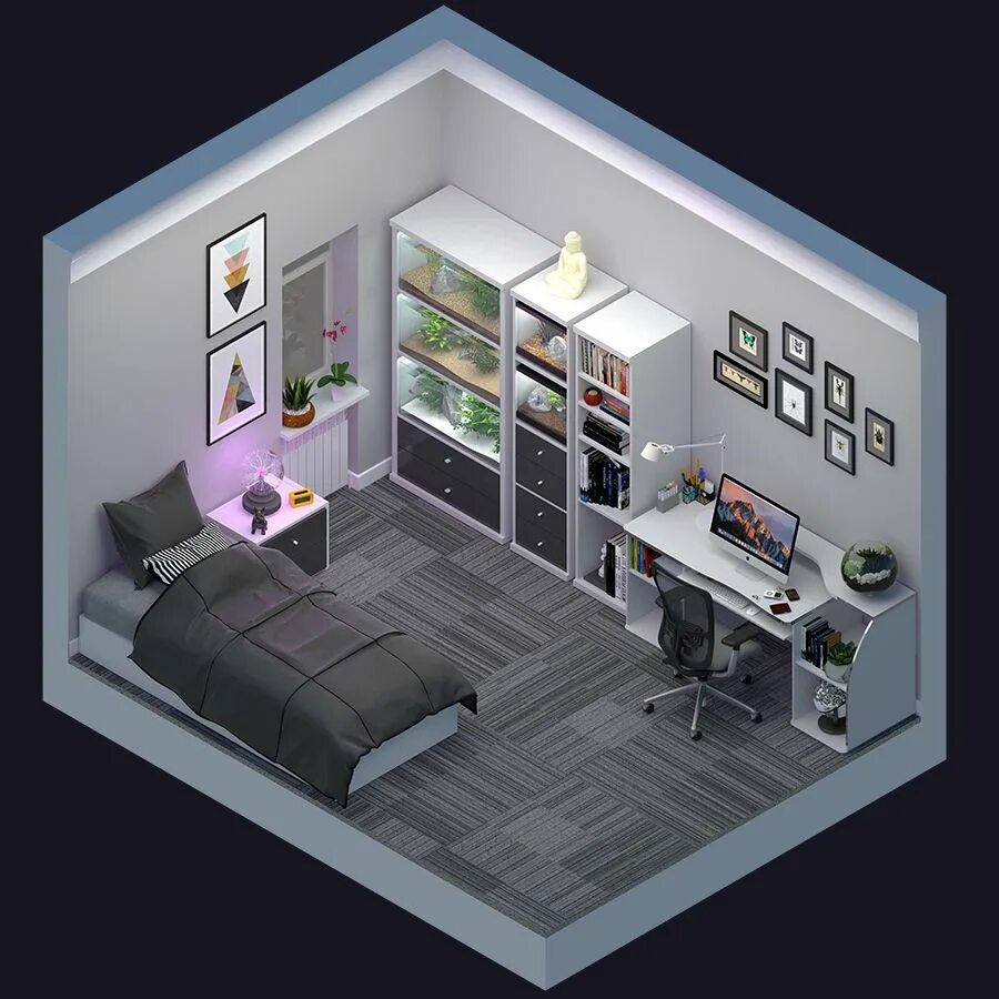 3d модель комнаты. Low poly мебель. Спальня isometric 3d. Модель своей комнаты. Планировка комнаты сверху.