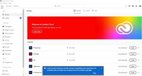 Before you can download and install any of the Creative Cloud desktop appli...