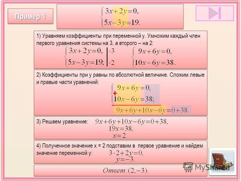 Решите систему уравнений методом сложения 2х у