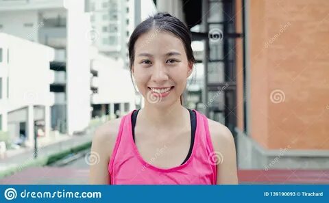 Healthy Beautiful Young Asian Runner Woman Feeling Happy Smiling And.