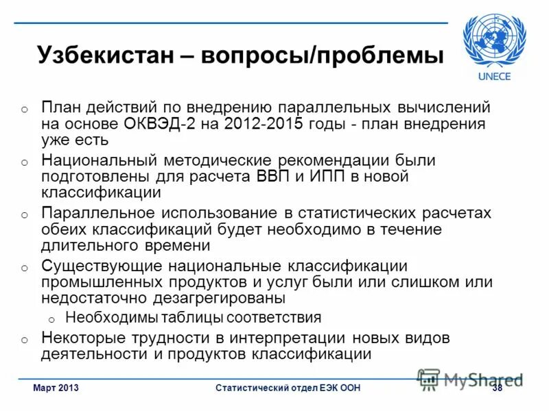 Статья 38 оон. Статистический отдел ООН. Проблемные аспекты ООН. ЕЭК ООН.