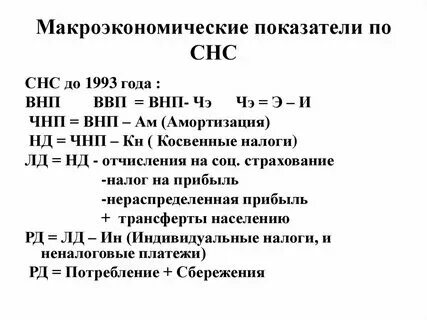Система показателей ввп