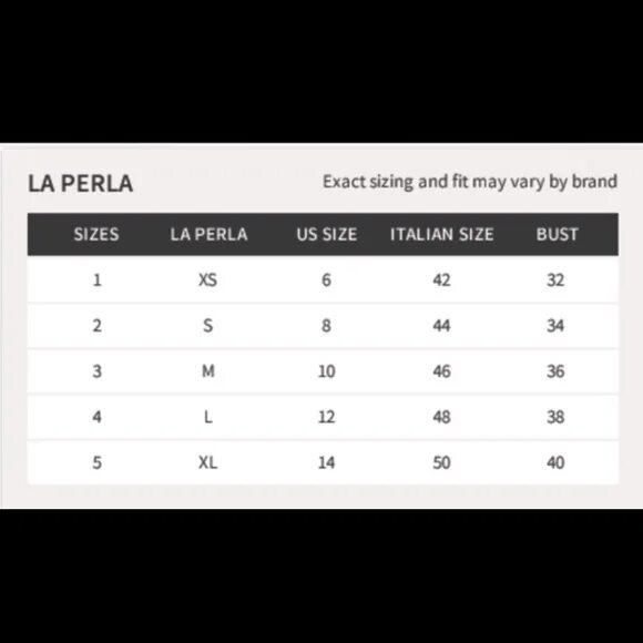 Ля размер. La perla нижнее белье размерная сетка. la perla размерная сетка белья. la perla размерная сетка бюстгальтера. la perla купальники размерная сетка.