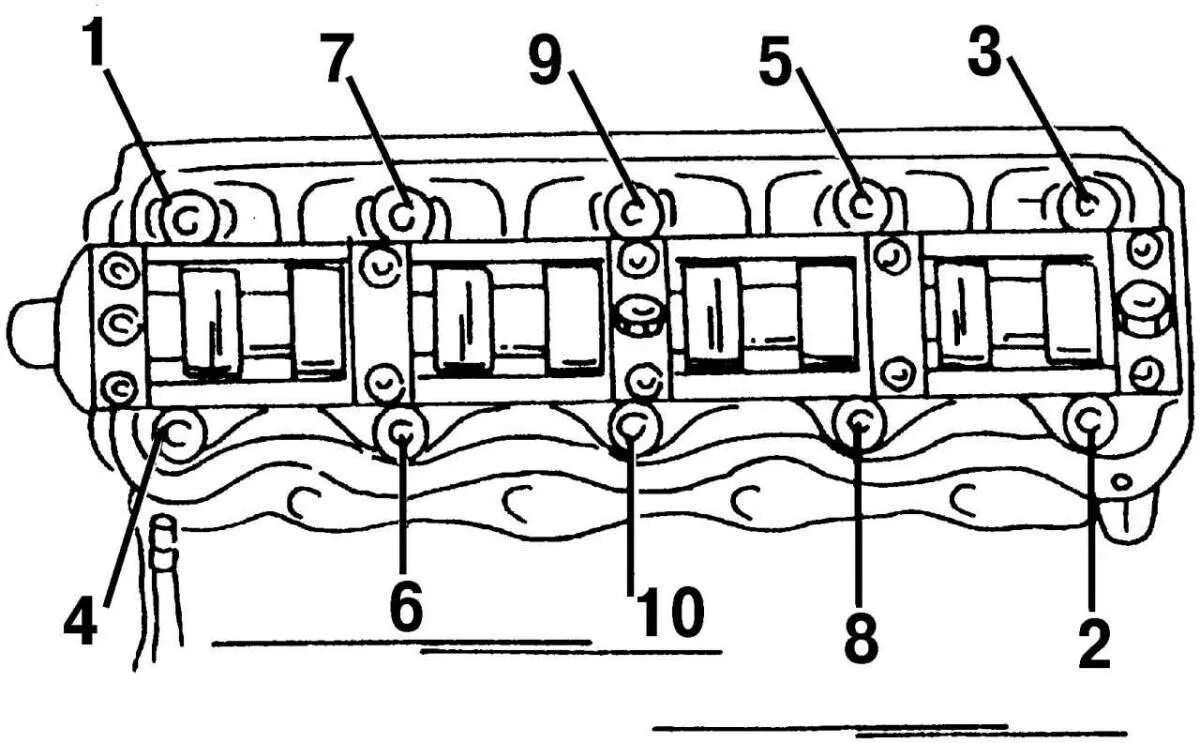 Затяжка гбц ваз 2110 8 клапанов. Протяжка головки блока цилиндров ВАЗ 2109. Протяжка головки блока цилиндров ВАЗ 21 10. Протяжка головки блока цилиндров Фольксваген б3. Последовательность затяжки болтов головки блока цилиндров.