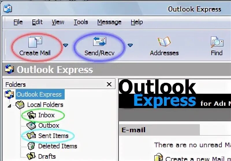 Таблица Outlook Express.