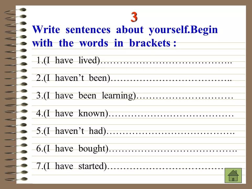 Write sentences. Write about yourself. Complete the sentences about yourself. Write about yourself Beginners. Write the sentences in short forms