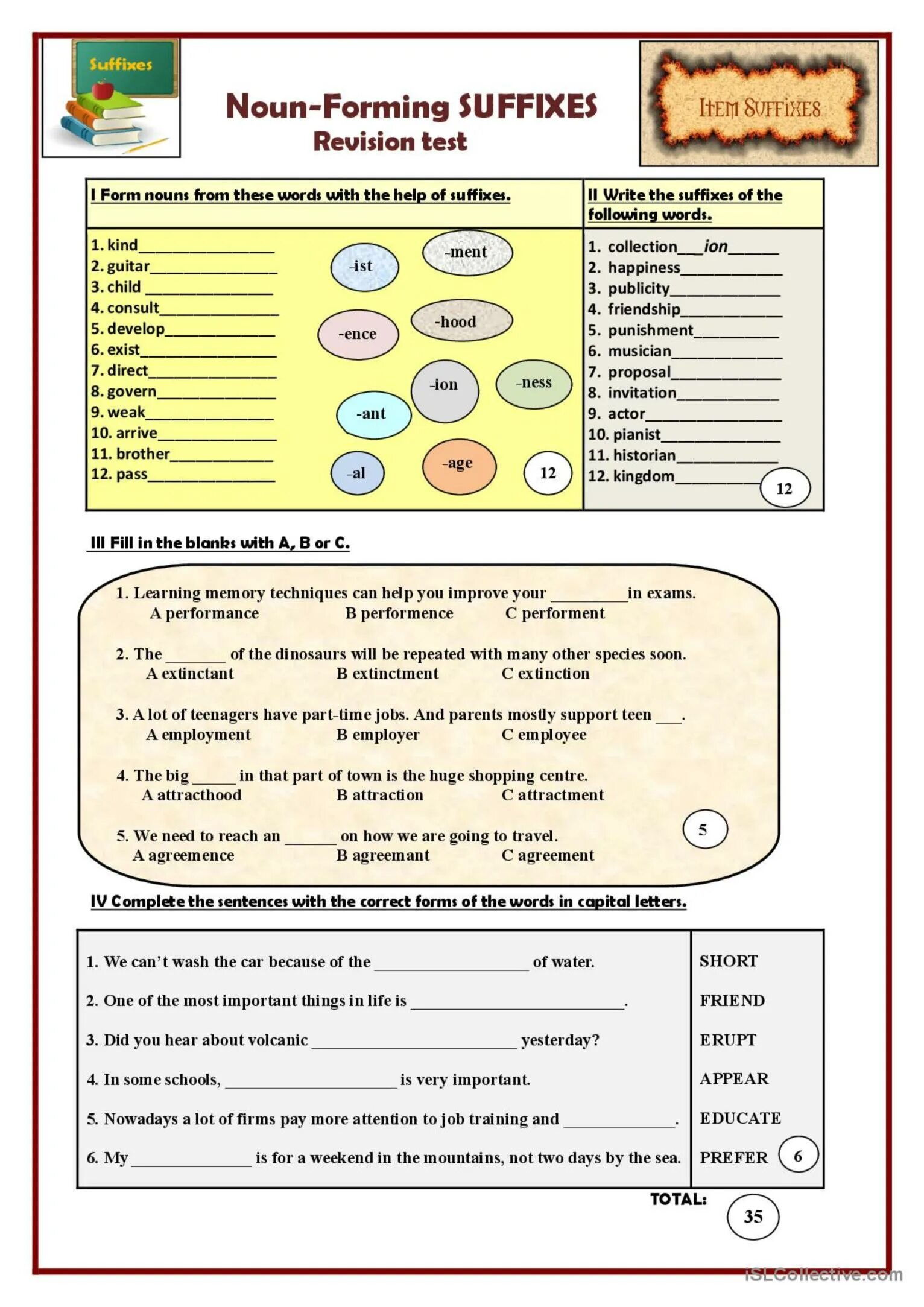 Form nouns from the words in bold. Noun forming suffixes. Suffixes for Nouns. Noun suffixes exercises. Suffixes Worksheets.