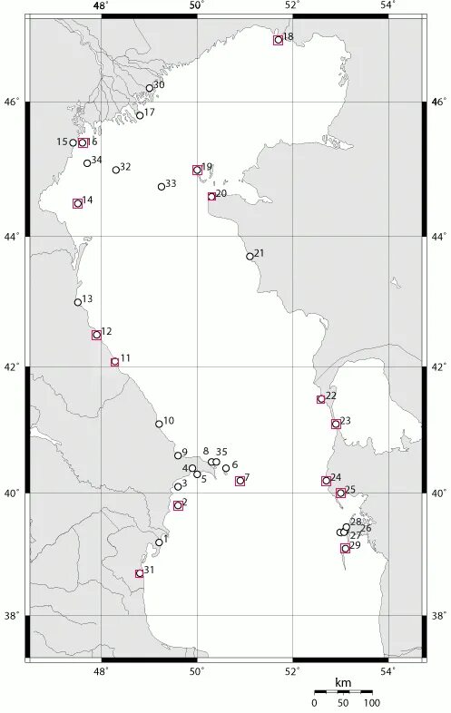 Острова в каспийском море на карте