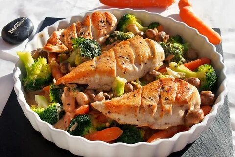 Запеченные овощи с филе курицы