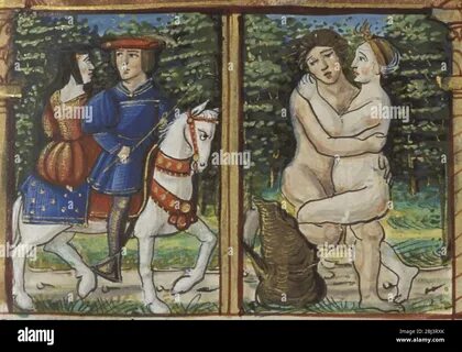 Vintage Medieval historical lifestyle artwork depicting everyday life Stock Phot